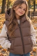 Жилетка стьобана з капюшоном Street Kiddo мокко 158 см - зображення 1