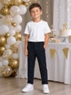 Штаны для мальчика темно-синие с ремнем Kiddo темный синий 140 см - изображение 1