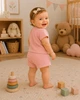 Комплект муслиновый для девочки с деревянными пуговицами Kiddo персиковый 74 см - изображение 2