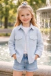 Сорочка для дівчинки «Sparkle жатка» Kiddo Блакитний розмір 140 (KIDDO-1F3ABE1EA49444CE9D89D592928AD4CA) - зображення 1