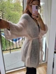 Женский итальянский однотонный кардиган с поясом вязаный Oversize Пудрово-розовый Шерсть мохер One Size 0014/02 - изображение 2
