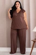 Пижама батальная трикотаж plus size с брюками Пш1280, 3XL - изображение 1