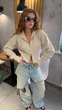 Жіноча в’язана трикотажна кофта на блискавці ELFBERG AD-823 42-48 Бежевий (2000001076170) - зображення 4
