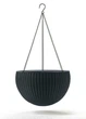 Горшок для растений пластиковый 8,6 л антрацит Rattan hanging sphere с цепками - изображение 1