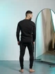 Термобілизна чоловіча на флісі зимова спортивна 5XL Чорний з білим теплий комплект для спорту та щоденного носіння - изображение 8