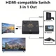 HDMI разветвитель Switch 1x3 на 3 порта (1out/3in) 4К 60Hz, Plastic, Square (65mm), Black | переключатель, размещение портов угловое | Для PC, XBox, PS4, PS5, видеоплееров - изображение 3