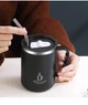 Чашка для води, кухоль, чашка для кави з нержавіючої сталі PINYU 304 для домашнього використання з кришкою та трубочкою, чоловіча офісна чашка для пиття, чорна - зображення 2