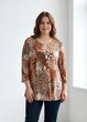 Блузка футболка женская плиссе в абстрактный принт M.Collection Коричневая 16795 2XL (укр 52-54) - изображение 1