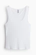 Майка в рубчик H&M 1214242003c70 XXS белая (100015345) - изображение 1