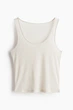 Майка в рубчик H&M 1214242003c70 XXS молочная (100015344) - изображение 1