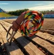 Ремінь плетений еластичний унісекс з металевою пряжкою 115см різнокольоровий - зображення 4
