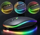 Бездротова Безшумна мишка 2.4G + Bluetooth Вбудований акумулятор RGB підсвітка Black - изображение 1
