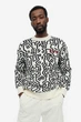 Джемпер бавовняний в'язаний для чоловіка H&M Keith Haring 1136201-001 M чорно-білий - зображення 2