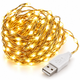 Светодиодная гирлянда роса 3 метра питание USB гирлянда нитка на тонком гибком проводе Теплый желтый - изображение 2