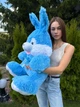 Большая мягкая игрушка BigMishki плюшевый зайка 100 см Голубой - изображение 2