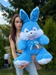 Большая мягкая игрушка BigMishki плюшевый зайка 100 см Голубой - изображение 7