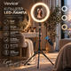 Кольцевая LED-лампа Vevice M33E 32см, 10 Вт, 184 LED, 3 цвета, 10 уровней яркости, штатив 177 см, пульт - изображение 1