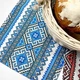 Серветка на стіл для кошика пікніка Український орнамент блакитний - изображение 2