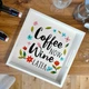 Дерев’яна таця з принтом Coffee now wine later - изображение 1