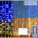 Гірлянда-штора SFK-09 «Прапор України» 2×2 м з USB-живленням, пультом керування та режимами світіння - зображення 1