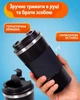 Термокружка для кофе и чая 510 мл с крышкой термочашка в авто герметичная вакуумная герметичная автомобильная дорожная с двойными стенками из нержавеющей стали черная - изображение 3