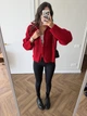 Женский свитер на молнии красный однотонный базовая кофта Oversize (404778) - изображение 1