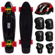 Пеніборд скейтборд дитячий чорний 3в1 із захистом і шоломом Fishskateboards 8603 Black-Red - зображення 1