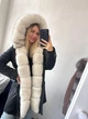 Женская парка черного цвета с натуральным мехом вуалевого песца M - изображение 5