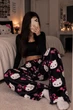 Теплые плюшевые штаны Hello Kitty унисекс черные | Мягкие пижамные флисовые штаны Хелло Китти 2XL - изображение 5