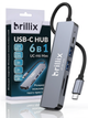 USB-хаб перехідник type с на юсб Brillix UC-H6 Max 6 портів USB2.0/USB3.0/HDMI/USB-C/SD TF card reader/PD Female розширювач для ноутбука макбука ПК картридер SD TF mini-jack type-c адаптер 6в1 - зображення 1