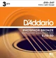 Струни для акустичної гітари 3 Sets D'Addario EJ15-3D Phosphor Bronze Extra Light 10/47 - зображення 1