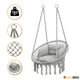 Подвесное плетеное кресло-качалка с подушкой 80 см LEOBRO Boho Deluxe XL Grey (LB-1113) нагрузкой до 150 кг, серое - изображение 1