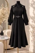 Платье DRESS PORT женское большого размера длинное нарядное с открытыми плечами со стразами и поясом 3XL, 52 черное - изображение 6