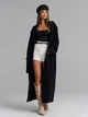 Длинное оверсайз пальто-кардиган с поясом из вязаной альпаки (эко) ISSA PLUS 15921 S черный (issa2007682867004) - изображение 1