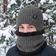 Мужской зимний теплый комплект, вязаная шапка + хомут снуд, зимний набор 56-60 см из акрила с искусственным мехом Серый - изображение 4