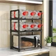 Стелаж кухонний Kitchen Racks для мікрохвильової печі, двоярусний, 54 × 75 × 31 см, метал і пластик, із висувною конструкцією та двома полицями, органайзер для зберігання кухонного приладдя, посуду та пляшок - зображення 4