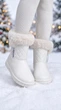 Сапоги женские No brand С508 зимние белые 38 24 см - изображение 4