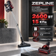 Пылесос для дома Zepline 2600 Вт ручной вертикальный 15 кПа колбовый пылесос без мешка с HEPA-фильтром 1 л электрический для ковров мебели пола турбощетка кабель 4,2 м - изображение 2