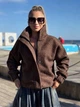 Молодежный бомбер из ткани букле 306-1 48-52, коричневый - изображение 1