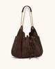 Женская сумка на плечо JW PEI Rowan Faux Suede Quilted Chain Bucket Bag Dark Brown (143350) - изображение 2
