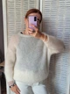 Женская итальянская однотонная кофта вязаная Oversize Молочная Шерсть мохер One Size 0020/02 - изображение 3