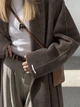 Пальто оверсайз з кашеміру з ворсом S-XL шоколад - зображення 3