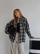 Фланелева сорочка в клітинку oversize 42-48 чорний - зображення 1