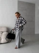 Фланелева сорочка в клітинку oversize 42-48 сірий/рожевий - зображення 1