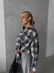 Фланелева сорочка в клітинку oversize 42-48 сірий/рожевий - зображення 2