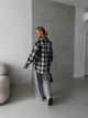 Фланелева сорочка в клітинку oversize 42-48 сірий/рожевий - зображення 3