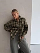 Фланелева сорочка в клітинку oversize 42-48 оливковий - зображення 1