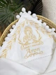 Крыжма для мальчика Family Tradition велюровая махра сатин с вышивкой и бахромой 100х100 см белая Молитва Богородицы - изображение 2