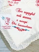 Крыжма для девочки Family Tradition велюровая махра сатин с вышивкой и кружевом 100х100 см айвори Божье благословение - изображение 3