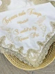 Крыжма для крещения мальчика утепленная Family Tradition велюровая махра плюш с вышивкой и кружевом 100х100 см белая Благовестники - изображение 3
